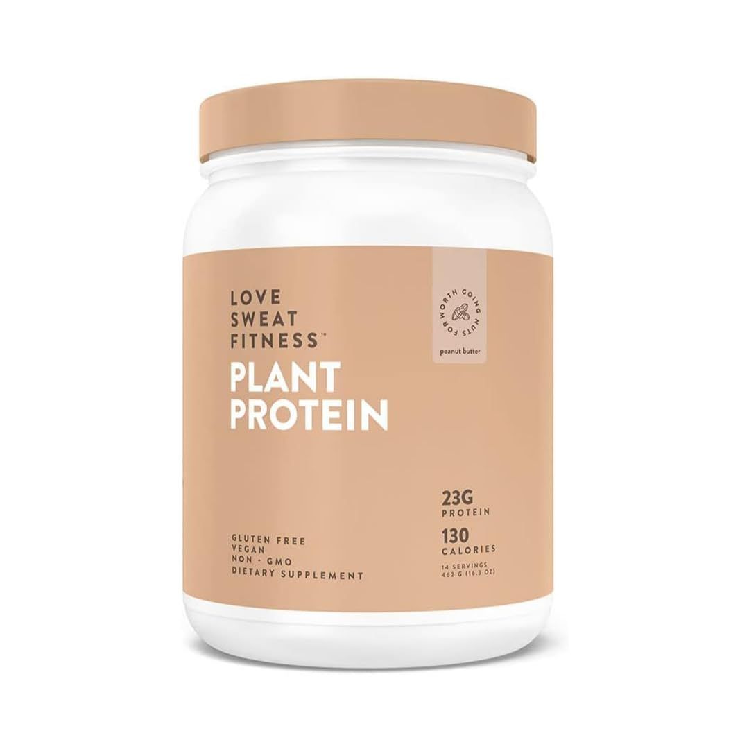 Love Sweat Fitness Organic Vegan Protein Powder, Peanut Butter - 23g Protein, 14 Servings, Plant Based, Gluten Free, Non-GMO