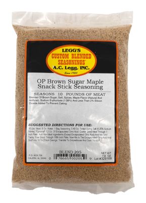 A.C. Legg Custom Blended Seasonings - Brown Sugar Maple Snack Stick Seasoning for up to 10 pounds of meat - 7.8 ounce includes cure pack