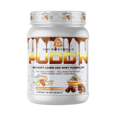 Core Nutritionals Pudd&#39;n, Decadent Protein Pudding Mix, Full Disclosure Casein Blend, Sustained Release, 20G Protein, 17 Servings (Original Moose Tracks, 2 lb)