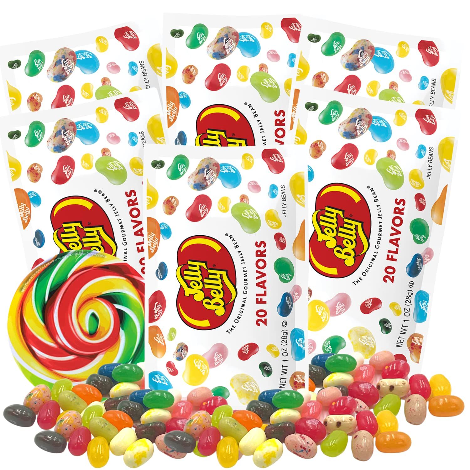 Sweetzo 20 Flavor Jelly Bean Assortment, Individual Packets of Chewy Fruity Candies, Party Favors and Goodie Bag Fillers - 1 Ounce (Pack of 6)