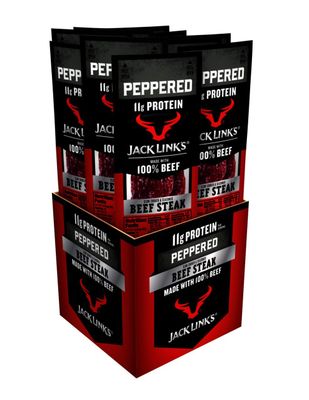 Jack Link&#39;s Premium Cuts Beef Steak, Peppered - Protein Snacks, Meat Snack with 11g of Protein, Made with 100% Beef, Individually Wrapped Bulk Snack Pack, Keto &amp; Paleo Diet Ready - 1 Oz. (12 Count)