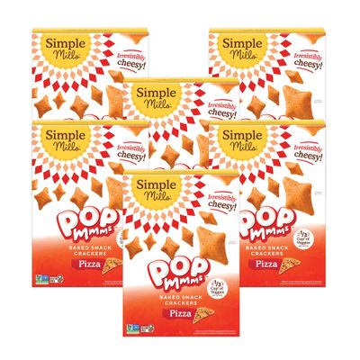 Simple Mills Pop Mmms Baked Snack Crackers, Pizza, Nothing Artificial, Kosher, Gluten Free &amp; Non-GMO, 4 Ounce (Pack of 6)