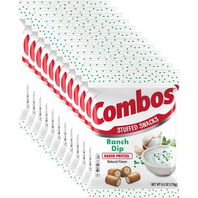 COMBOS Cheese Snacks - Ranch Dip and Crackers Snack Packs, Baked Cracker Snack, 6.3-Ounce Bulk Bag (Pack of 12)