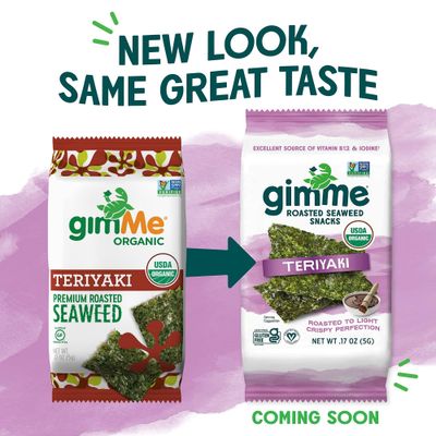 gimMe Organic Roasted Seaweed Sheets - Teriyaki - 48 Count - Keto, Vegan, Gluten Free - Great Source of Iodine and Omega 3s - Healthy On-The-Go Snack for Kids & Adults