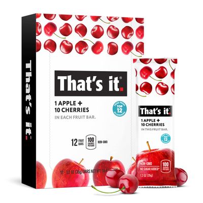 That&#39;s it. Apple  Cherry 100% Natural Real Fruit Bar, Best High Fiber Vegan, Gluten Free Healthy Snack, Paleo for Children &amp; Adults, Non GMO No Sugar Added, No Preservatives Energy Food (12 Pack)
