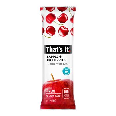 That's it. Apple Cherry 100% Natural Real Fruit Bar, Best High Fiber Vegan, Gluten Free Healthy Snack, Paleo for Children & Adults, Non GMO No Sugar Added, No Preservatives Energy Food (12 Pack)