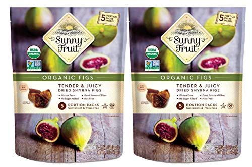Turkish Dried Figs - Sunny Fruit (Pack of 2) - (5) 1.76oz Portion Packs per Bag  Purely Figs - NO Added Sugars, Sulfurs or Preservatives  NON-GMO, VEGAN, HALAL &amp; KOSHER