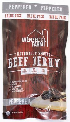 Wenzel&#39;s Farm Peppered Beef Jerky 10 oz.  Value Pack  Naturally Smoked  No MSG, Fillers, Binders, Artificial Colors  Gluten Free