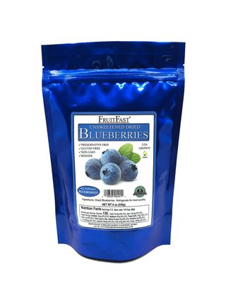 Unsweetened Dried Blueberries by Brownwood Acres - FruitFast  Non-GMO, Gluten Free, Kosher Certified All Natural Healthy Snack - No Added Sugars, Oils or fillers - Just Blueberries (1/2 Pound)