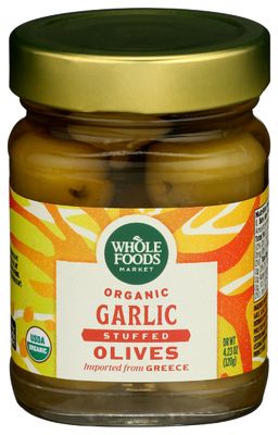 Whole Foods Market, Organic Garlic Stuffed Olives, 4.23 oz