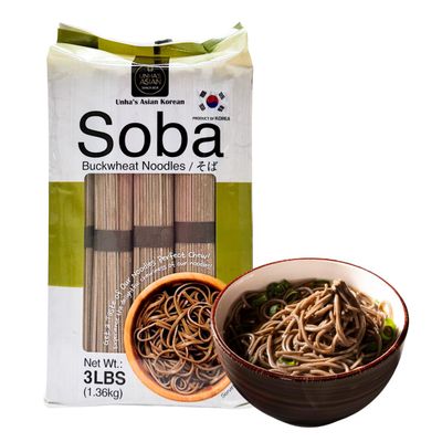 Unha Japanese Buckwheat Noodles, Air Dried Soba Noodle 3 Simply Ingredients, Quick, Easy, Cold Soup or Hot Soup - 3LB Per Pack