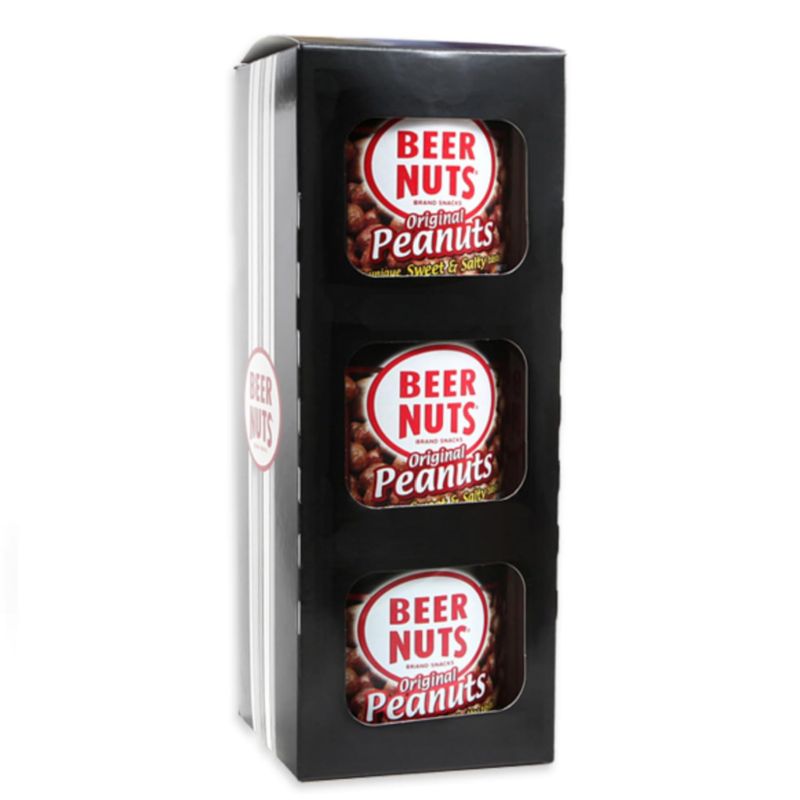 BEER NUTS Original Peanuts Trio - Travel Size Sweet &amp; Salty Bar Nuts - Gluten Free, Kosher, Low Sodium Peanut Snacks Made In The USA - 3 Pack Resealable Cans, 36oz
