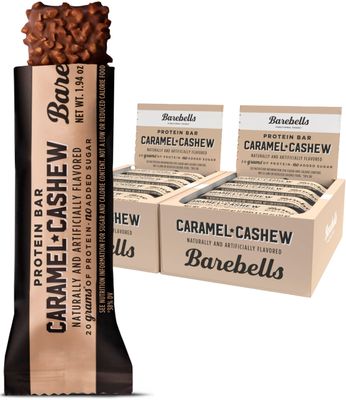 Barebells Protein Bars Caramel Cashew - 12 Count, Pack of 2 - Protein Snacks with 20g of High Protein - Chocolate Protein Bar with 1g of Total Sugars - Perfect on The Go Protein Snack &amp; Breakfast Bars