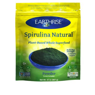 Earthrise Spirulina Natural Powder 32oz, Natural Premium Spirulina from California- Vegan, Gluten Free, Keto Friendly, Non -GMO Super Food high in Vitamins &amp; Minerals. (2 LB)