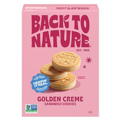 Back to Nature Golden Creme Sandwich Cookies - Dairy Free, Non-GMO, Made with Wheat Flour, Delicious &amp; Quality Snacks, 8.25 Ounce
