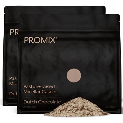Promix Casein Protein Powder, Chocolate - 5lb Bulk - Grass-Fed &amp; 100% All Natural - Slow &amp; Sustained Recovery Post Workout Fitness - Shakes, Smoothies, Baking &amp; Cooking Recipes - Gluten-Free