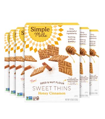 Simple Mills Sweet Thins Cookies, Nut &amp; Seed Flour, Honey &amp; Cinnamon, Gluten Free, Paleo Friendly, Healthy Snacks, 4.25 oz Pack of 6