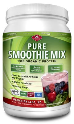 Olympian Labs Pure Smoothie Mix, Pea Protein Powder Plus Probiotics, Vitamins, Minerals, CLA, &amp; Flax Seed.