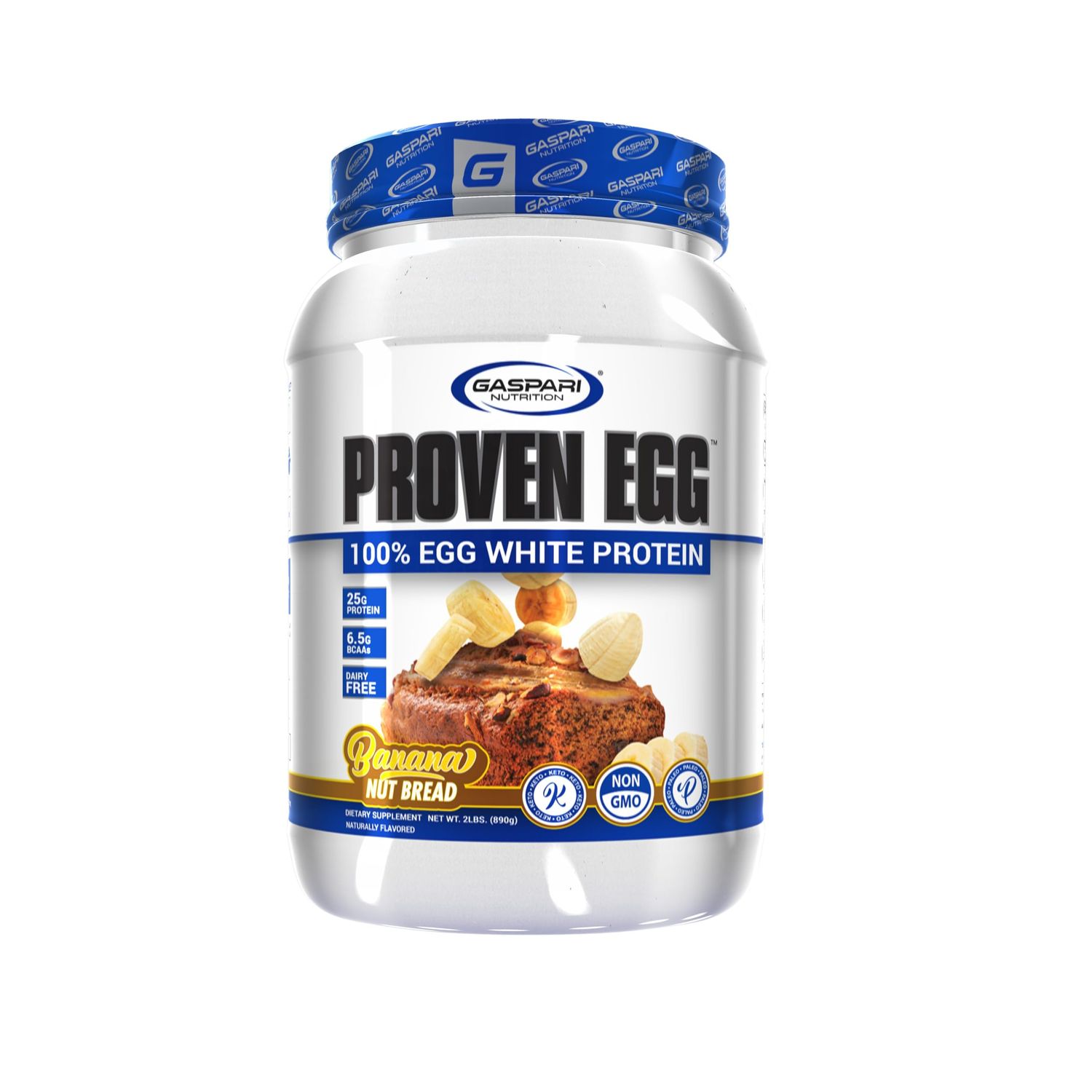 Gaspari Nutrition Proven Egg, 100% Egg White Protein, 25g Protein, Keto Friendly, Dairy and Lactose Free, Soy Free (2 lbs, Banana Nut Bread)