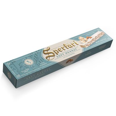 Sperlari Torrone Traditional Italian Candy - Gourmet Soft Nougat With Honey, Vanilla &amp; Crunchy Sliced Almonds - Full Size Imported European Candy Bar - Holiday Dessert - 150 gr / 5.29 oz (Pack of 1)