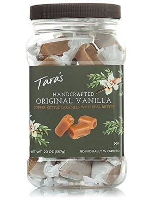 Tara&#39;s Gourmet Vanilla Caramels  Hand Crafted All Natural Candy  Creamy &amp; Individually Wrapped with Real Butter (20 oz)