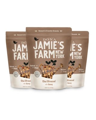Jamie&#39;s Farm New York, Chai Streusel Granola w/Honey (3 pcs) - Gluten Free Organic Granola Cereal, Low Sugar Granola  Baked w/Grass-fed Ghee Clarified Butter, Chai Mix, Gluten Free Snack - 8oz/pcs