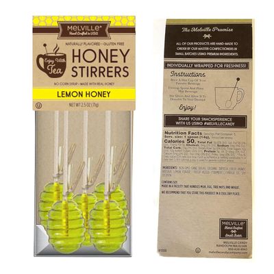 Melville Honey Spoon Bundle Pack of 3 Flavors - Honey Dipper, Manuka, Lemon, Orange Blossom - 15 Honey Spoons For Tea - Delicious Candy Spoons - Hard Candy Honey Spoons Lollipop On Wooden Ball Sticks