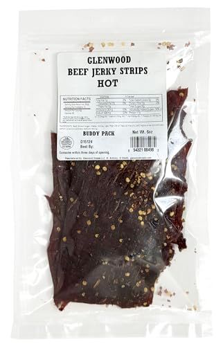 Glenwood Beef Jerky Tender Beef Jerky Buddy Pack Beef Jerky Strips 6 Ounce (6 Ounce, Hot)