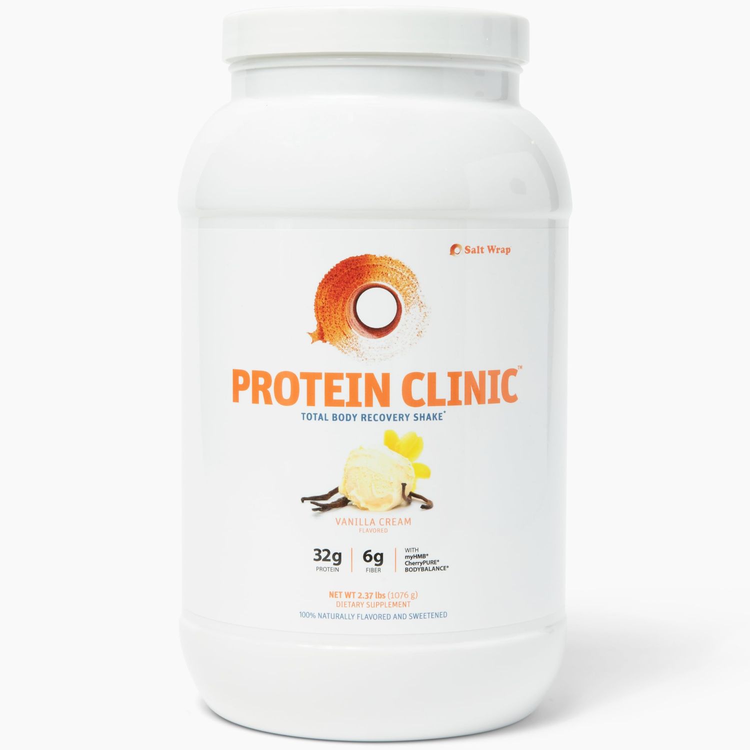 SaltWrap Protein Clinic - Total Body Recovery Shake with Collagen Peptides, HMB, Tart Cherry Extract, Pea Protein Isolate and Prebiotic Fiber for Joints &amp; Muscle Recovery - Vanilla Cream