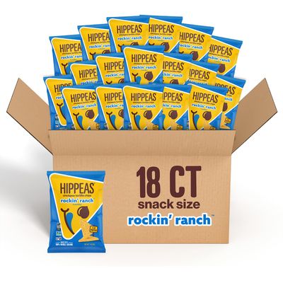 HIPPEAS Chickpea Tortilla Chips, Rockin Ranch, 1 Ounce (Pack of 18), 3g Protein, 3g Fiber, Vegan, Gluten-Free, Crunchy, Plant Protein Snacks