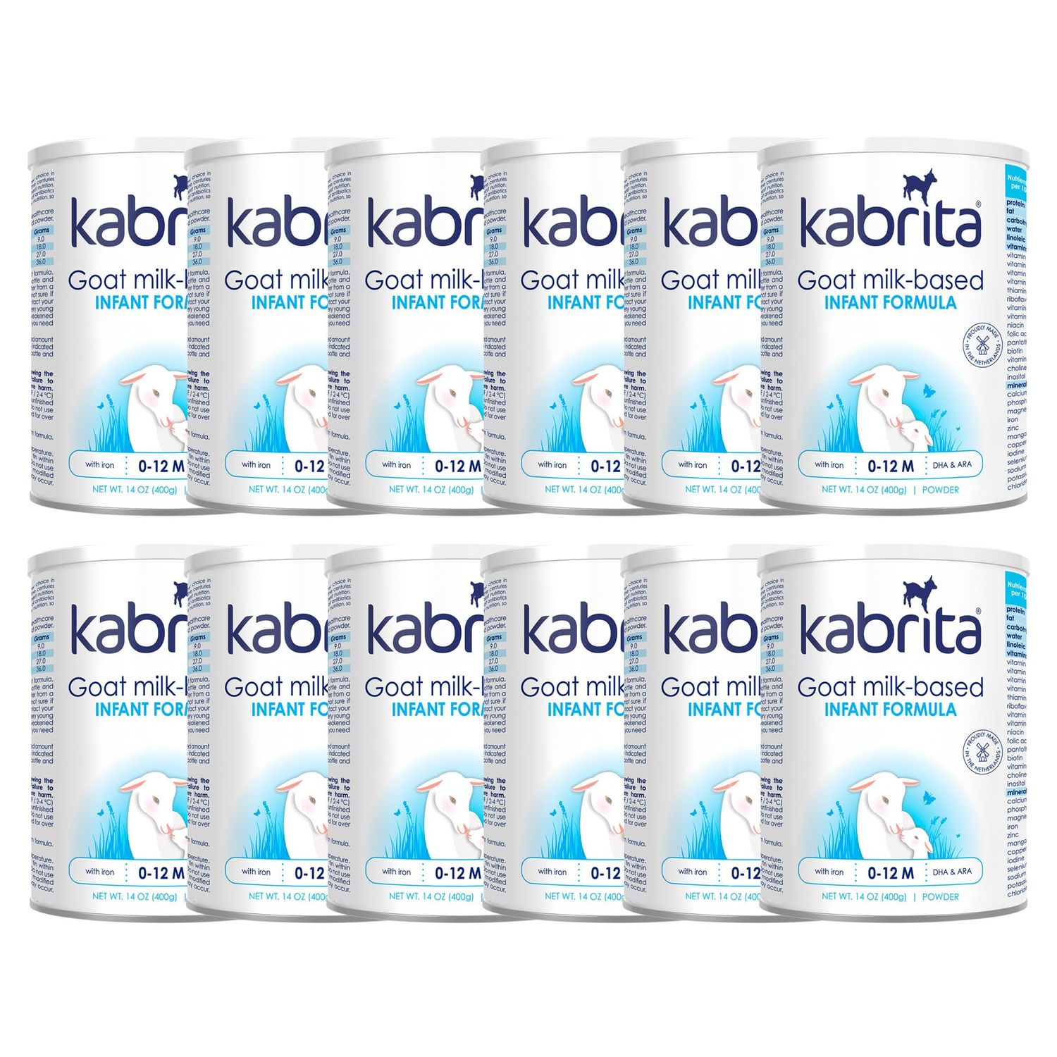 Kabrita Goat Milk-Based Infant Formula - 14oz - Pack of 12 - Natural, Gentle Baby Formula - European, Non-GMO - Ages 0-12 Months