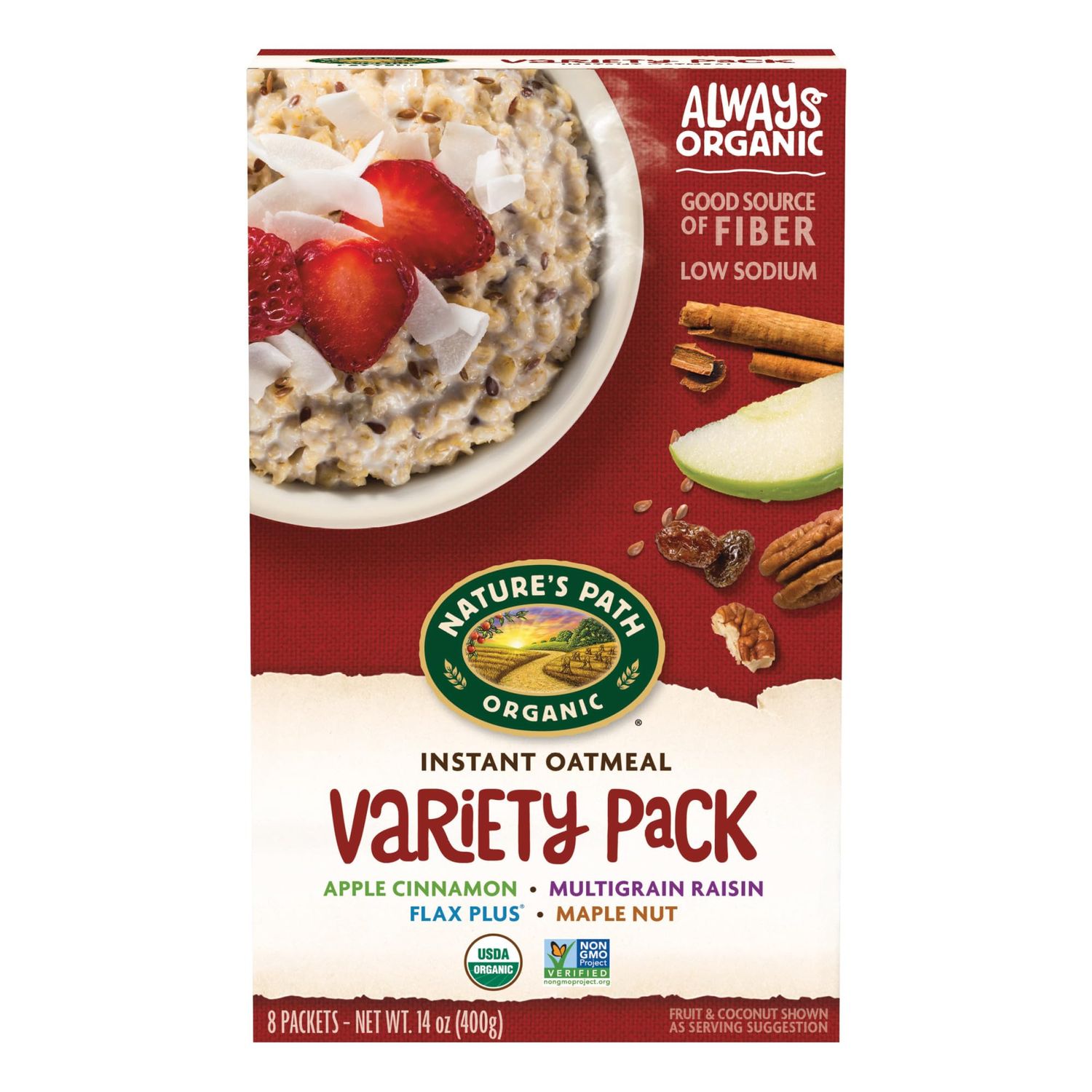 Nature&#39;s Path Organic Variety Pack Instant Oatmeal, 14 oz (Pack of 6), Non-GMO