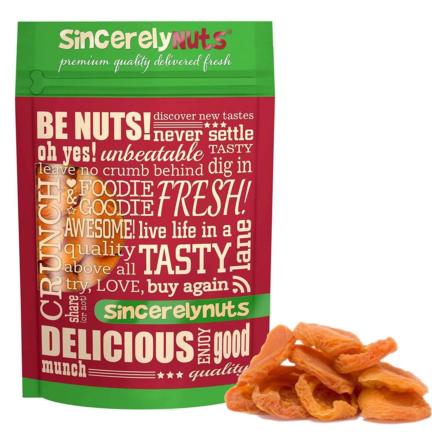 Sincerely Nuts - Dried Jumbo California Apricots  One Lb. Bag  Healthy Pitted Apricot Fruit  Raw Vegan Snack  Dehydrated  Sweet Gourmet Snacking Food  Kosher and Gluten Free
