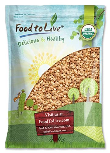 Food to Live Organic Dry Roasted Whole Cashews with Himalayan Salt, 8 Pounds Non-GMO, Oven Roasted and Lightly Salted Nuts, No Oil Added, Vegan, Kosher. High in Protein. Great Wholesome Snack