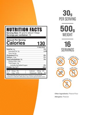 BulkSupplements.com Peanut Flour Protein Powder - Peanut Butter Powder, Peanut Butter Protein, Powdered Peanut Butter - Gluten Free &amp; No Added Sugars, 30g per Serving, 500g (1.1 lbs)