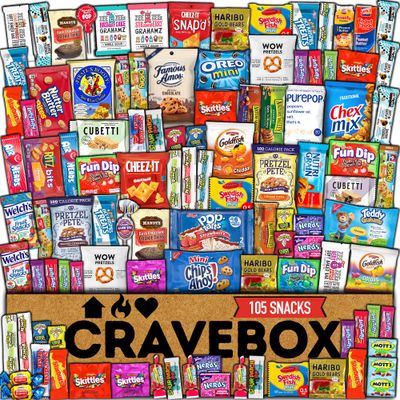 CRAVEBOX Snack Box Variety Pack Care Package (105 Count) - Easter Gift Box