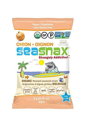 SeaSnax Organic Roasted Seaweed Snack, Onion, 0.18 Ounce (Pack of 6)