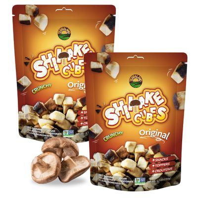 Terraland Shiitake Cube - Original, Crispy &amp; Crunch Mushroom Snack, Non GMO, Vegan Snack 2.12oz Bag - Pack of 2