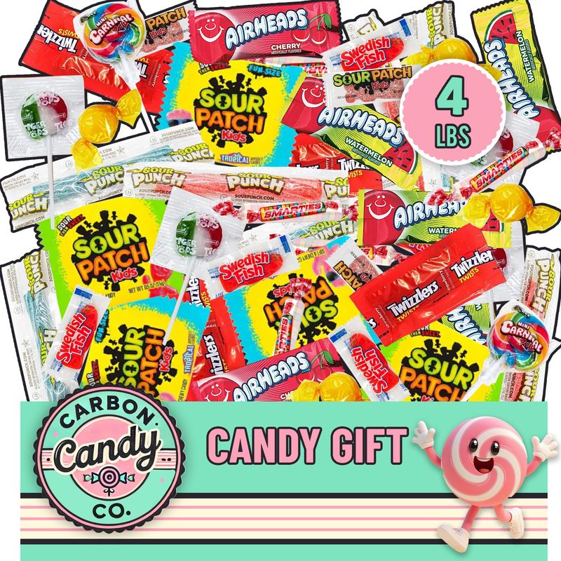 Bulk Candy Variety Pack - 4 lb - Bulk Candy Individually Wrapped - Assorted Mix - Lollipops, Hard, Fruity - Dulces - Big Bag for Party Favors