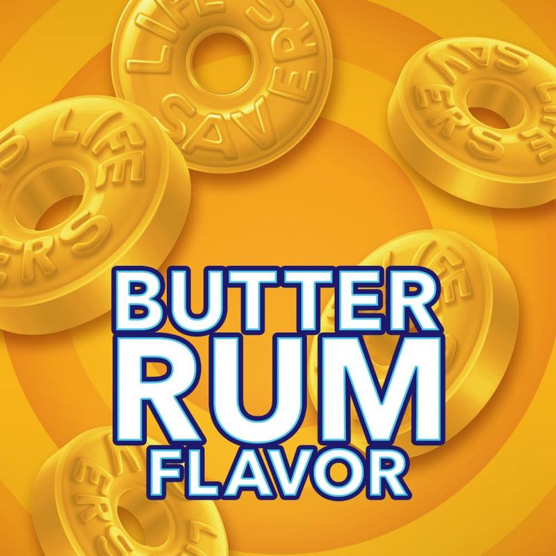LIFE SAVERS Hard Candy - Butter Rum, Candy Bulk Individually Wrapped, For Party Favors &amp; More, Pack of 4
