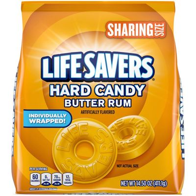 LIFE SAVERS Hard Candy - Butter Rum, Candy Bulk Individually Wrapped, For Party Favors &amp; More, Pack of 4