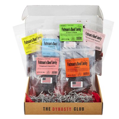 Jerky Dynasty Fatman&#39;s Beef Jerky Variety Pack - 6 Flavors Including Spicy Habanero, Green Chile &amp; Savory Garlic Onion - Protein-Rich Snacks Variety Pack for Adults - Tasty Food for Sharing