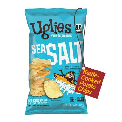 UGLIES Kettle-Cooked Potato Chips, Gluten-Free Snacks, Kosher-Friendly Chips, Non-GMO Snacks for Kids or Office, Lunch Snacks, Individual Snack Packs, Sea Salt Potato Chips, 2 Oz. Each, Pack of 24