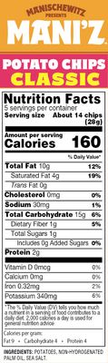 Manischewitz Original Salted Potato Chips 5oz (2 Pack)  Crispy &amp; Delicious  No Artificial Colors, Flavors or Preservatives  Kosher for Passover