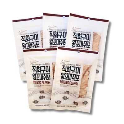 Arawoom Roasted Filefish Jerky Bites, (5 Packs, 1.06oz(30g) each pack), , Traditional Korean Snack, Savory Snack for Adults, Total 5.32oz(150g)