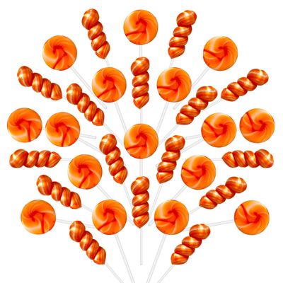 32 Pack Orange Gold Twisty &amp; Swirl lollipops candy, No Artificial Dyes or Flavors, Individually Wrapped Lollipops sucker, 1616 Swirl Candy Lollipop, Gluten Free, Easter Snacks, Candy For Party Favors