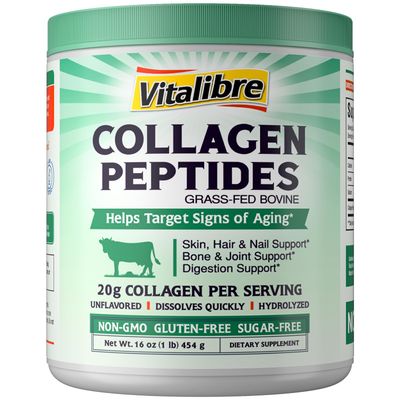 Bovine Collagen Peptides Powder for Women and Men, Grass-Fed Hydrolyzed Collagen Protein Type I &amp; III, Skin, Hair, Nails, Bones, Joints &amp; Digestion, Unflavored, Non-GMO, Keto &amp; GF, 22 Servings, 16oz
