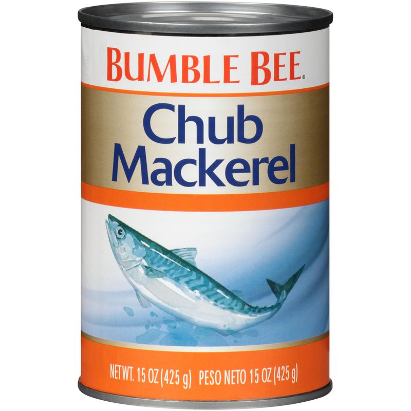 Bumble Bee Chub Mackerel, 15 oz Can - Canned Mackerel Fish, High Protein Keto Food, Gluten Free