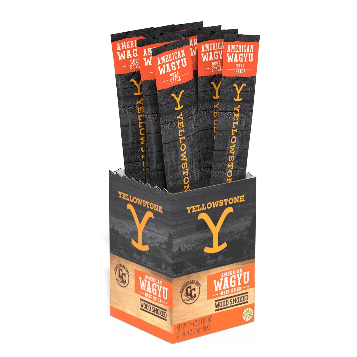 Yellowstone by Cattleman&#39;s Cut American Wagyu Beef Sticks, 0.9 Ounce (Pack of 20)