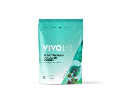 Vivo life - Plant Protein Collagen Builder with Vitamin C, Amino Acids and Hyaluronic Acid, Support Healthy Hair, Skin &amp; Nails, Vegan (Chocolate Mint)